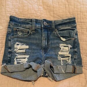 American Eagle Outfitters Blue Distressed Jean Shorts
